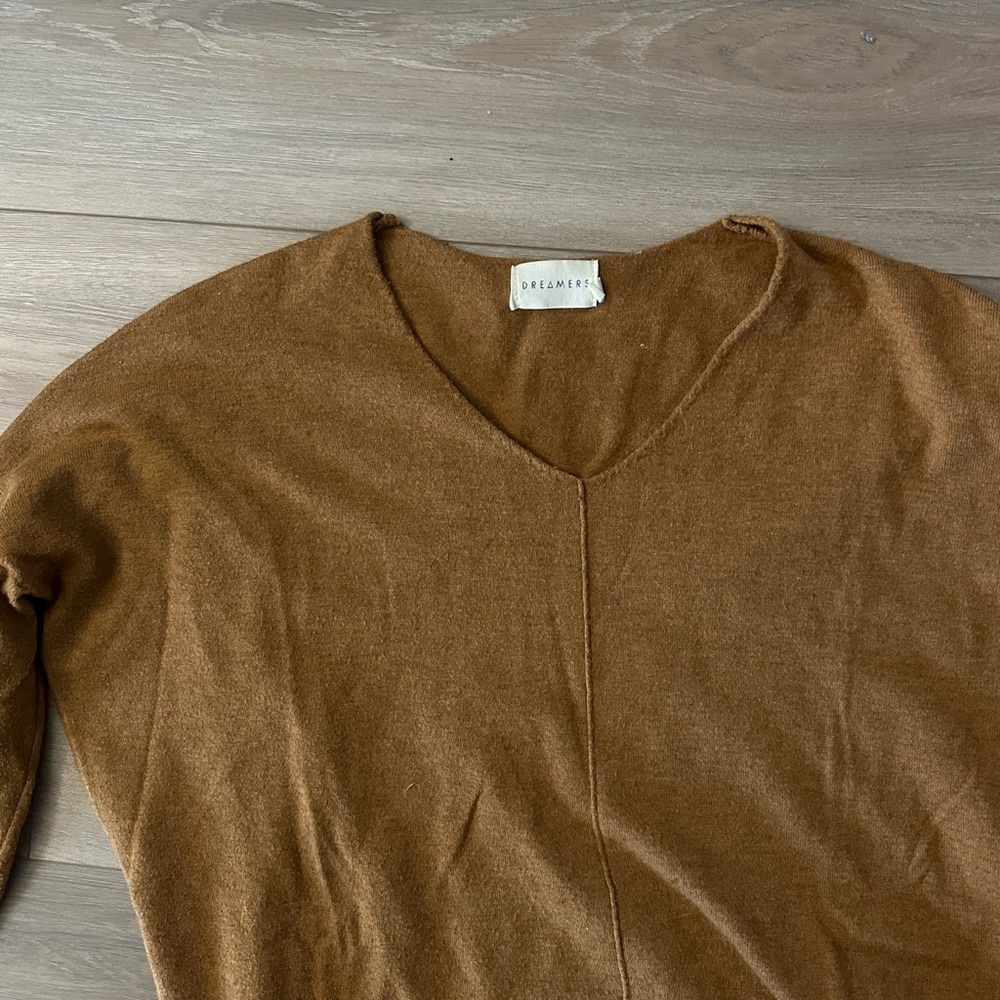Dreamers Women's Tan V-Neck Sweater